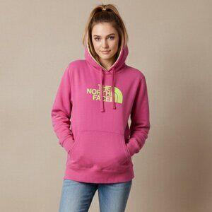 The North Face Women's XL Pink & Lime Green Logo Hoodie Pullover Sweatshirt